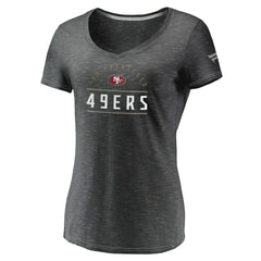 San Francisco 49ers Women's League Leader Space Dye V-Neck T-Shirt Charcoal - Fanatics