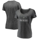 Las Vegas Raiders Women's League Leader Space Dye V-Neck T-Shirt Charcoal - Fanatics