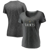 New Orleans Saints Women's League Leader Space Dye V-Neck T-Shirt Charcoal - Fanatics