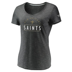 New Orleans Saints Women's League Leader Space Dye V-Neck T-Shirt Charcoal - Fanatics