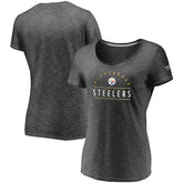 Pittsburgh Steelers Women's League Leader Space Dye V-Neck T-Shirt Charcoal - Fanatics
