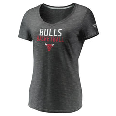 Fanatics - Chicago Bulls Women's Double-Fade Space-Dye V-Neck T-Shirt - Charcoal