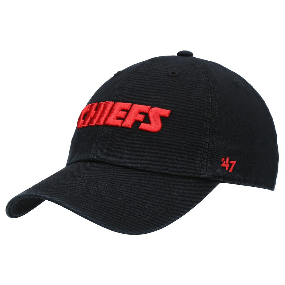 Kansas City Chiefs '47 Clean Up Script Adjustable Hat Black - 47 brand