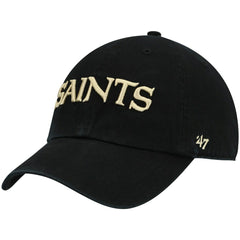 New Orleans Saints '47 Clean Up Script Adjustable Hat Black - 47 brand