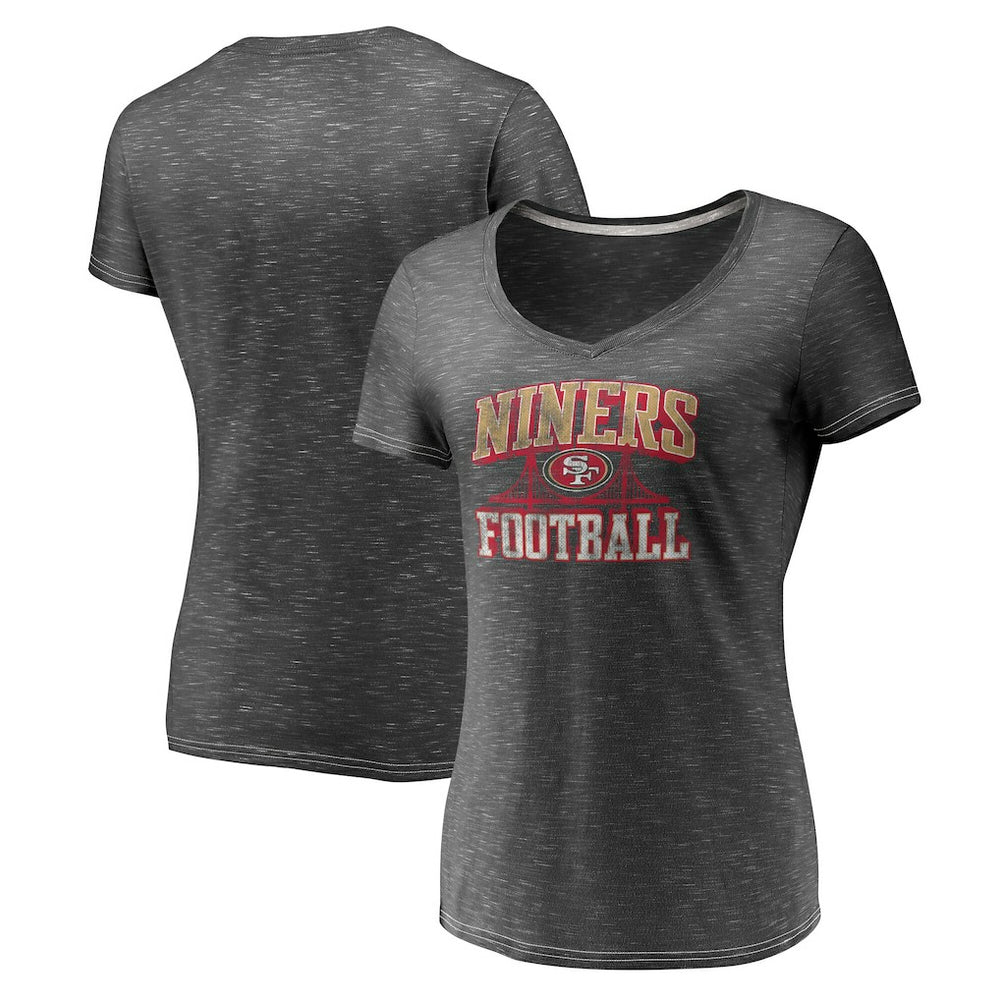San Francisco 49ers Women's Hometown Space-Dye V-Neck T-Shirt Heathered Charcoal - Fanatics