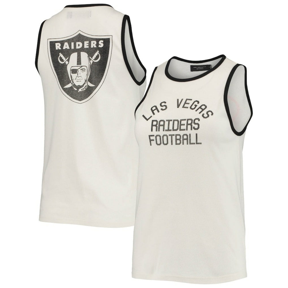 Las Vegas Raiders Junk Food Women's Throwback Pop Binding Scoop Neck Tank Top White/Black - NFL