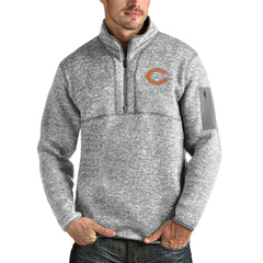 Chicago Bears Antigua Fortune Quarter-Zip Pullover Jacket Heathered Gray - NFL
