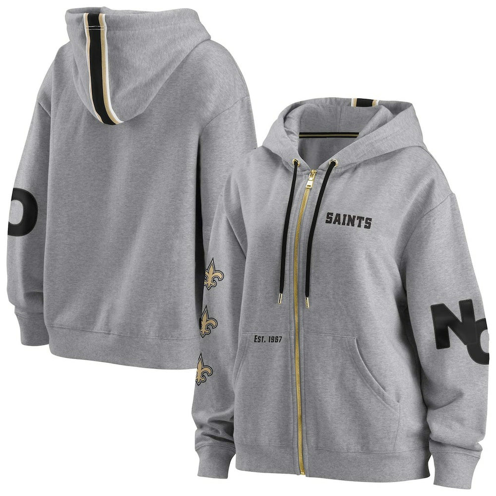 New Orleans Saints WEAR by Erin Andrews Women's Full-Zip Hoodie Gray - NFL