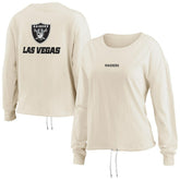 Las Vegas Raiders WEAR by Erin Andrews Women's Long Sleeve Crop Top Shirt Oatmeal - NFL