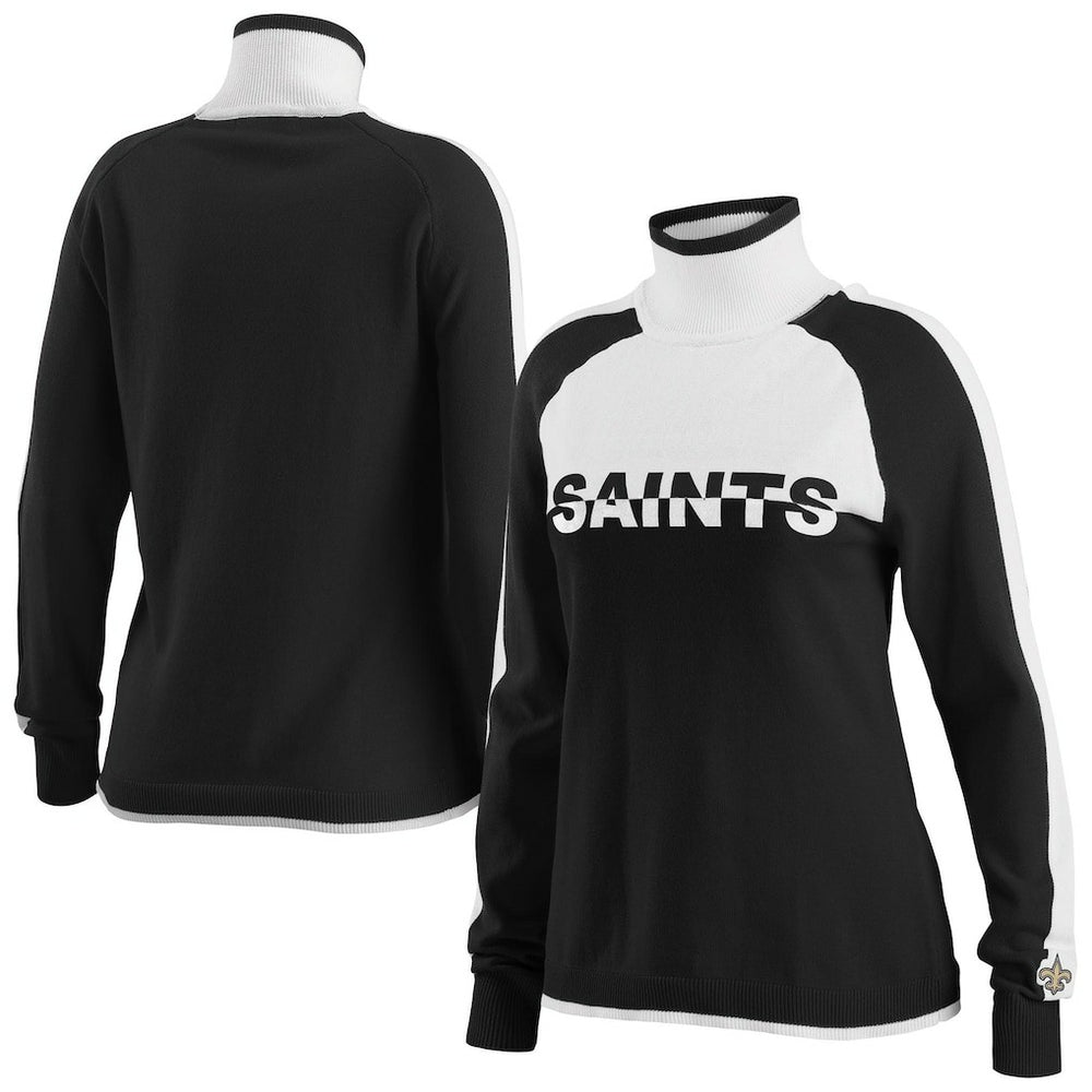 New Orleans Saints WEAR by Erin Andrews Women's Ski Raglan Pullover Sweater Black - NFL