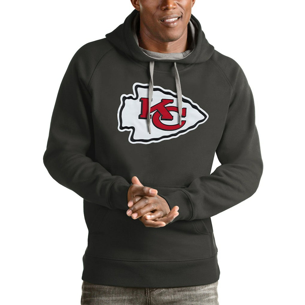 Kansas City Chiefs Antigua Victory Pullover Hoodie Charcoal - NFL