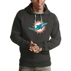 Miami Dolphins Antigua Victory Pullover Hoodie Charcoal - NFL