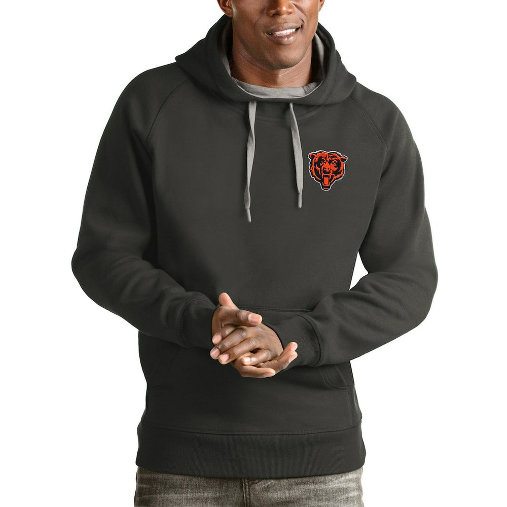 Chicago Bears Antigua Logo Victory Pullover Hoodie Charcoal - NFL
