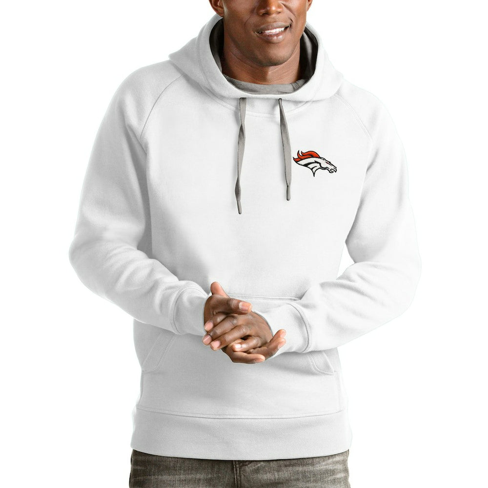 Denver Broncos Antigua Logo Victory Pullover Hoodie White - NFL