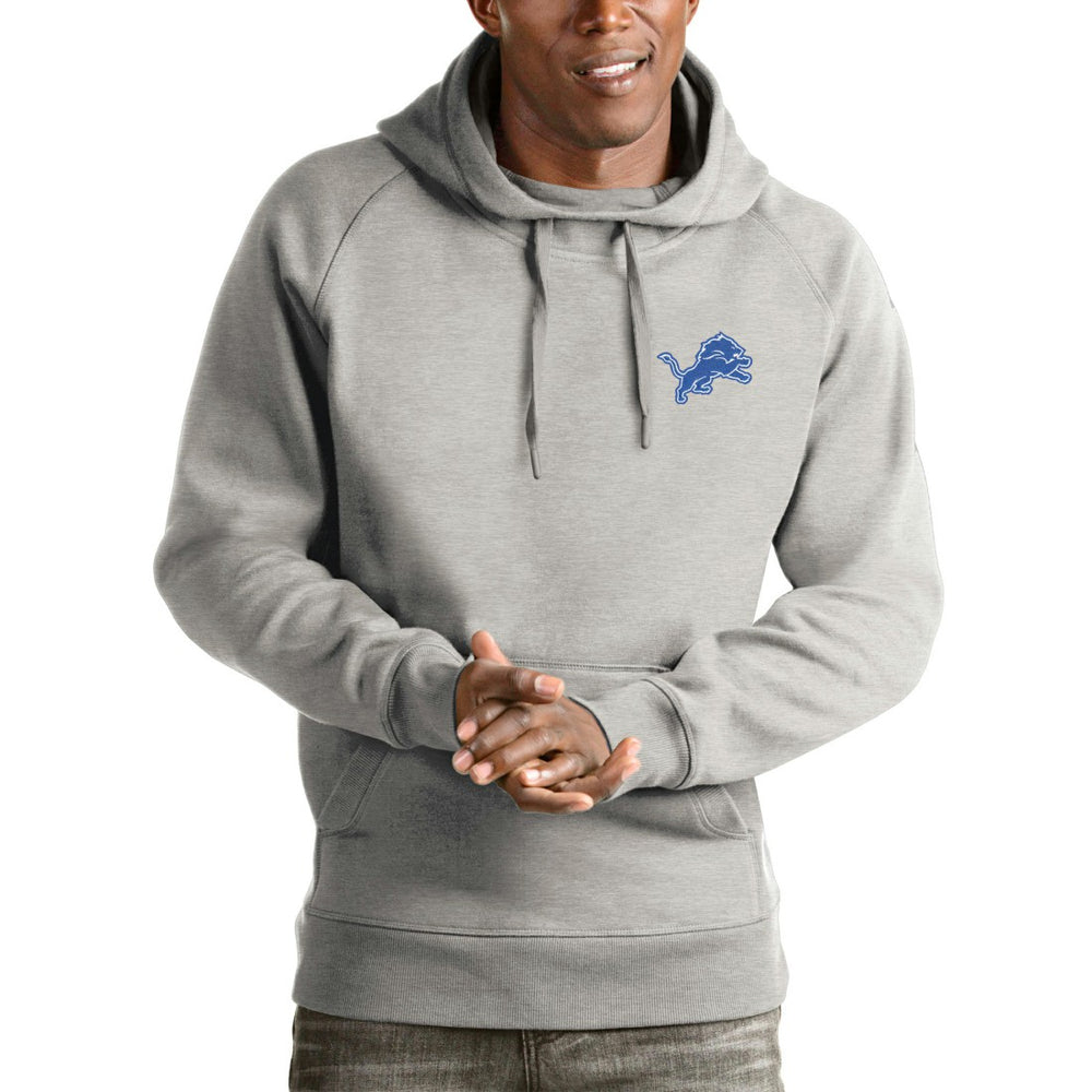 Detroit Lions Antigua Logo Victory Pullover Hoodie Heathered Gray - NFL