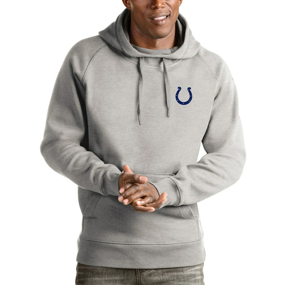 Indianapolis Colts Antigua Logo Victory Pullover Hoodie Heathered Gray - NFL
