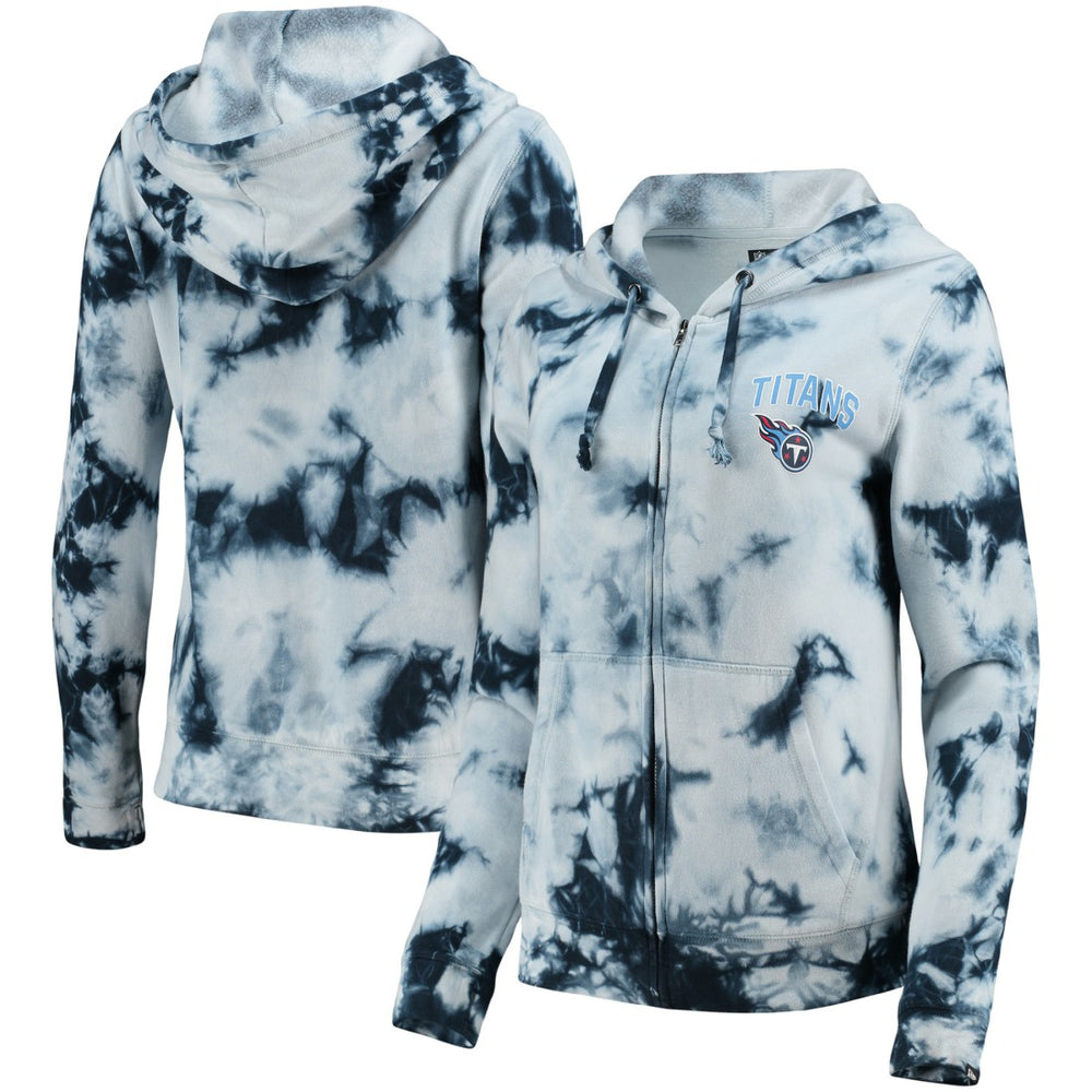 Tennessee Titans New Era Women's Tie-Dye Fleece Full-Zip Hoodie Navy - NFL