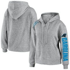 Carolina Panthers WEAR by Erin Andrews Women's Full-Zip Hoodie Heathered Gray - NFL