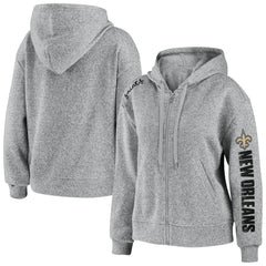 New Orleans Saints WEAR by Erin Andrews Women's Full-Zip Hoodie Heathered Gray - NFL