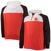 Cleveland Browns New Era Big & Tall League Raglan Quarter-Zip Hoodie Orange/Brown - NFL