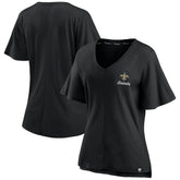 New Orleans Saints Women's Southpaw Flutter V-Neck T-Shirt Black - Fanatics