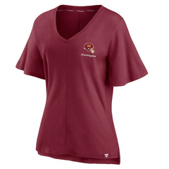 Washington Football Team Women's Southpaw Flutter V-Neck T-Shirt Burgundy - Fanatics