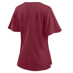 Washington Football Team Women's Southpaw Flutter V-Neck T-Shirt Burgundy - Fanatics
