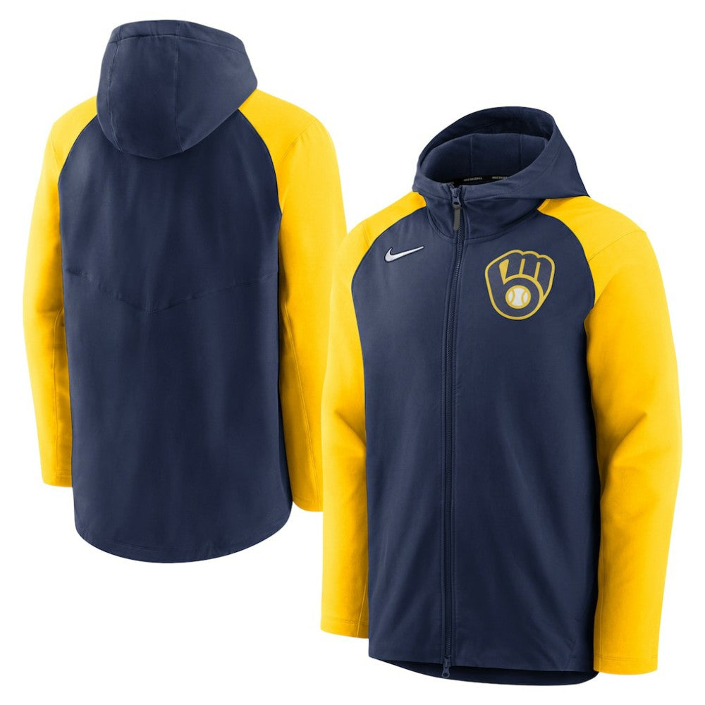 Milwaukee Brewers Nike Authentic Collection Performance Raglan Full-Zip Hoodie Lifestyle