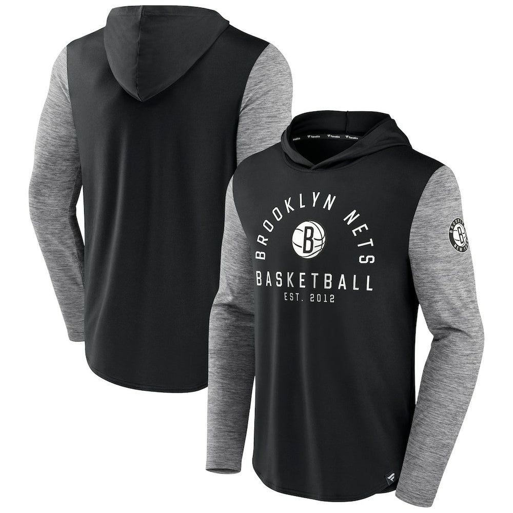Fanatics - Brooklyn Nets Deep Rotation Performance Pullover Hoodie - Black/Heathered Charcoal
