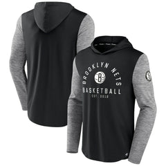 Fanatics - Brooklyn Nets Deep Rotation Performance Pullover Hoodie - Black/Heathered Charcoal