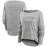 Fanatics - Los Angeles Lakers Women's Nostalgia Off-The-Shoulder Long Sleeve T-Shirt - Heathered Gray