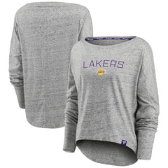 Fanatics - Los Angeles Lakers Women's Nostalgia Off-The-Shoulder Long Sleeve T-Shirt - Heathered Gray