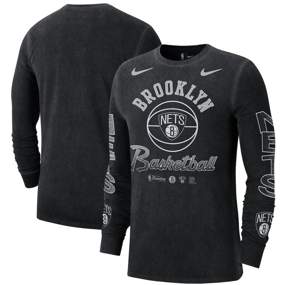 Nike - Brooklyn Nets Courtside Retro Elevated Long Sleeve T-Shirt - Black