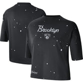 Nike - Brooklyn Nets Women's Courtside Splatter Cropped T-Shirt - Black