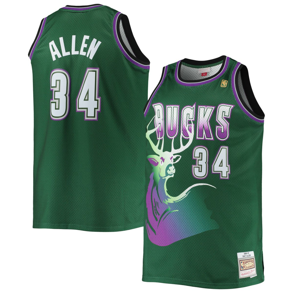 Mitchell & Ness - Ray Allen Milwaukee Bucks Big & Tall 1996/97 Hardwood Classics Swingman Jersey - Hunter Green