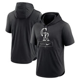 Colorado Rockies Nike Lockup Performance Short Sleeve Lightweight Hooded Top Sale