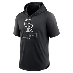 Colorado Rockies Nike Lockup Performance Short Sleeve Lightweight Hooded Top Sale