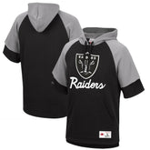 Las Vegas Raiders Home Advantage Raglan Short Sleeve Pullover Hoodie Black - Mitchell & Ness