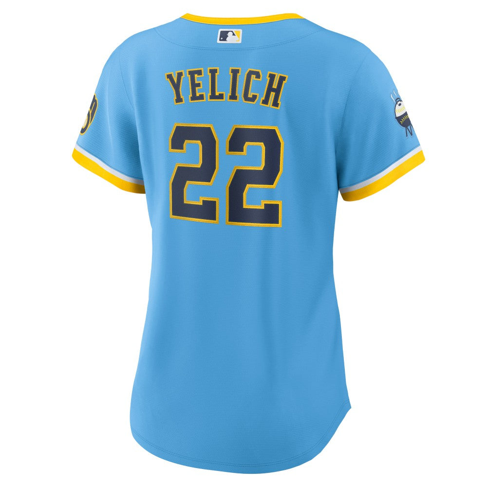 Christian Yelich Milwaukee Brewers Nike Women's City Connect Replica Player Jersey - Powder Blue | MLB Jerseys
