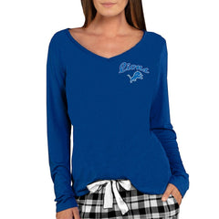 Detroit Lions Concepts Sport Women's Marathon Knit Long Sleeve Lightweight V-Neck Lounge Top Blue - NFL
