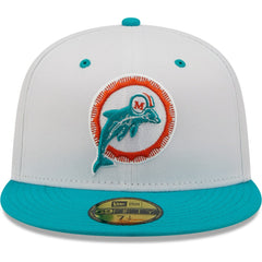 Miami Dolphins New Era Flipside 2Tone 59FIFTY Fitted Hat White/Aqua - NFL