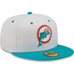 Miami Dolphins New Era Flipside 2Tone 59FIFTY Fitted Hat White/Aqua - NFL