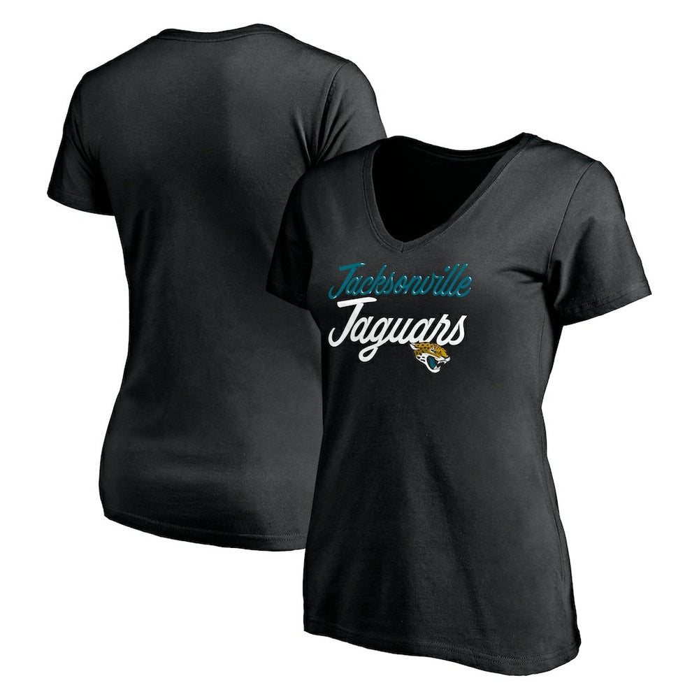 Jacksonville Jaguars Women's Long Stride V-Neck T-Shirt Black - NFL