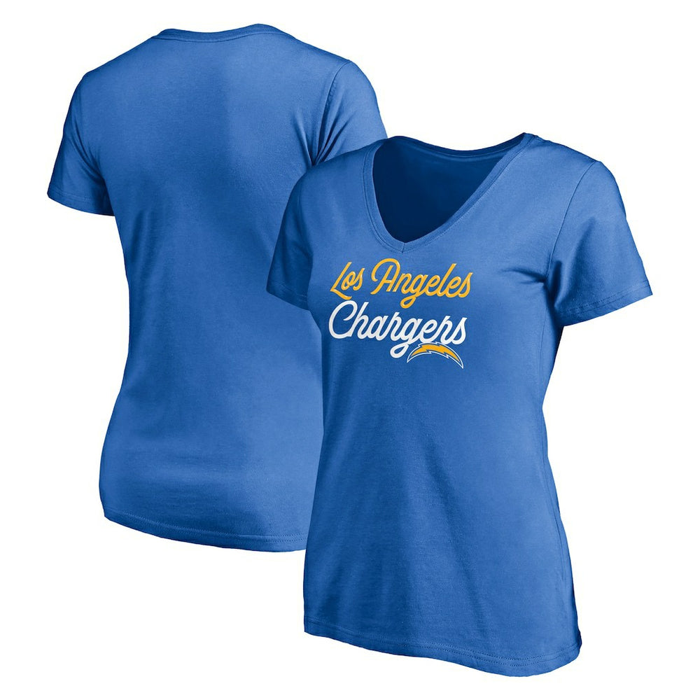 Los Angeles Chargers Women's Long Stride V-Neck T-Shirt Powder Blue - NFL