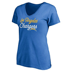 Los Angeles Chargers Women's Long Stride V-Neck T-Shirt Powder Blue - NFL