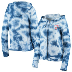 Chicago Cubs New Era Women's Tie-Dye Fleece Full-Zip Hoodie On Sale