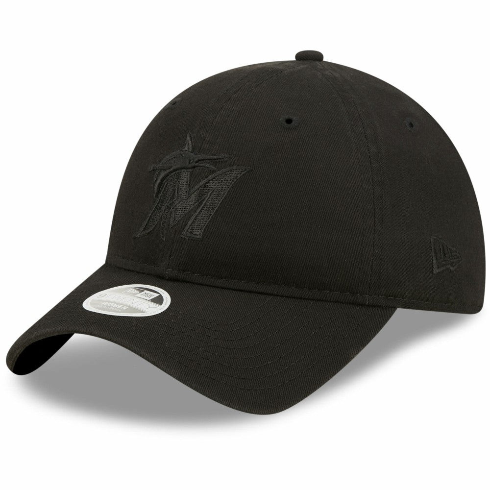 Miami Marlins New Era Women's Black on Black Core Classic II 9TWENTY Adjustable Hat Lifestyle