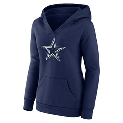 Dak Prescott Dallas Cowboys Women's Player Icon Name & Number V-Neck Pullover Hoodie Navy - Fanatics
