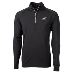 Philadelphia Eagles Cutter & Buck Adapt Eco Knit Quarter-Zip Pullover Jacket Black - NFL