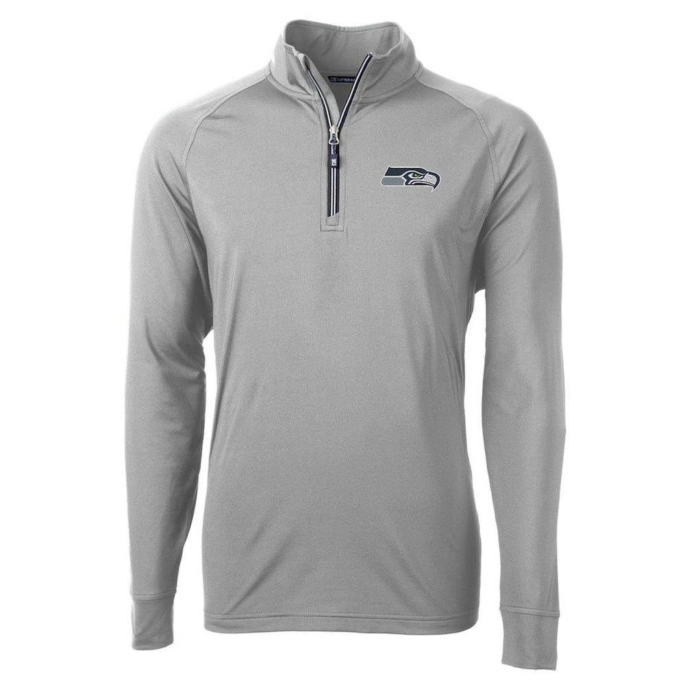 Seattle Seahawks Cutter & Buck Adapt Eco Knit Quarter-Zip Pullover Jacket Gray - NFL